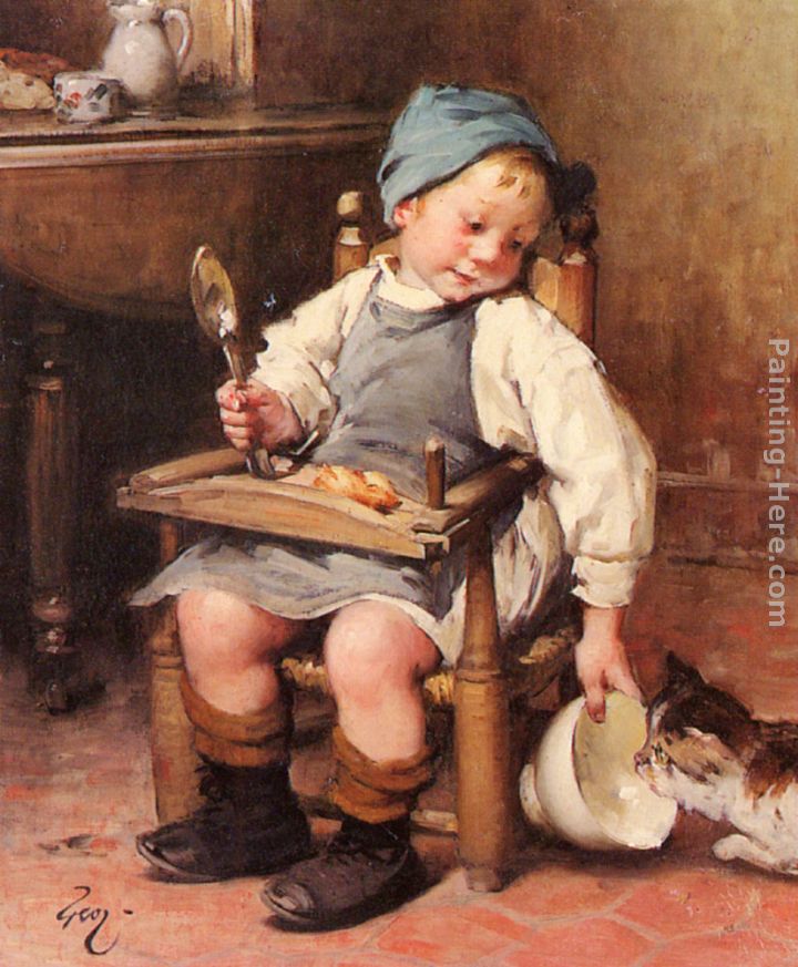 Sharing a Meal painting - Henry Jules Jean Geoffroy Sharing a Meal art painting
